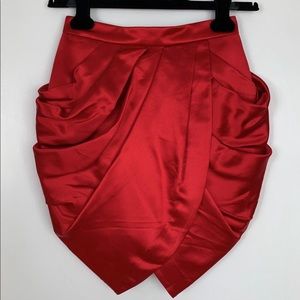 BNWT Balmain x H&M 100% Silk Satin Red Tulip Skirt